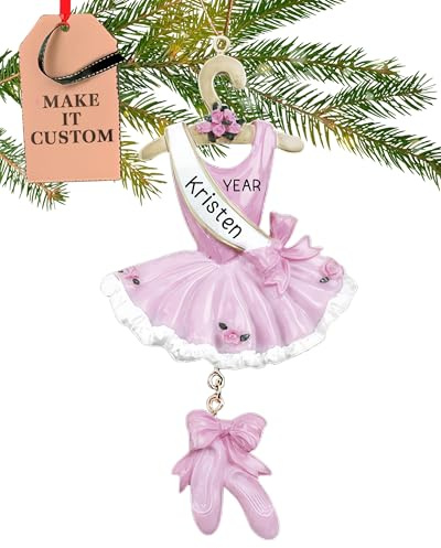 Personalisierte Ballerina Ornament 2025 - Schnelle & Kostenlose 24h Anpassung - Ballett Weihnachtsschmuck für Baum - Individuelle Geschenkverpackung Rosa Tutu Kleid Andenken für Ballerinas