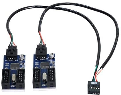 cablecc 9pin USB 2.0 Cabecera 1 a 2/4 Cable de extensión Hembra HUB Conector Adaptador Puerto Multilier