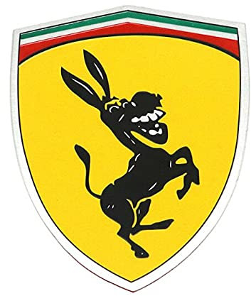 vlandho 1 Pz Alluminio Creativo Divertente Umorismo Parodia di Scherzo Adesivo per Ferrari Donkey Logo Emblema Badge Metallo Car Styling Sticker Decal Destra