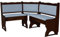 k koma Eckbank aus Massivholz Kiefer in Nussbaumfarben mit Polsterung in Hellgrau – Rustikale Sitzgruppe für Küche & Esszimmer (120 x 120)