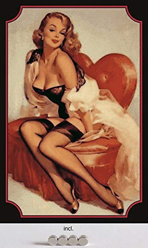 generisch Blechschild 20x30cm gewölbt incl. 4 Magneten Pinup Girl Pin up Erotik sexy Lady Retro Deko Geschenk Schild