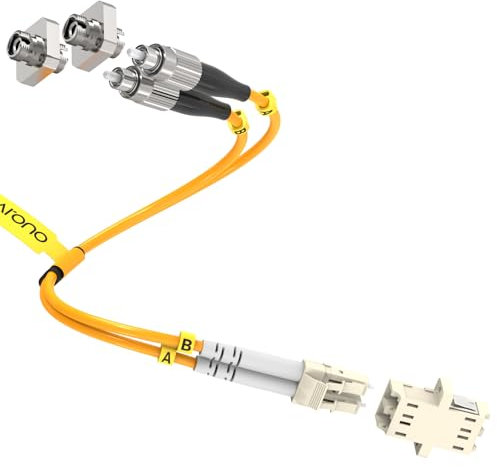 Fiber Optic Adapter Cable, Karono LC to FC Multimode 62.5/125 Duplex, Hybrid Connector Coupler Converter Dongle, Male to Female Mutual On-line Transfer Adapter - 1FT