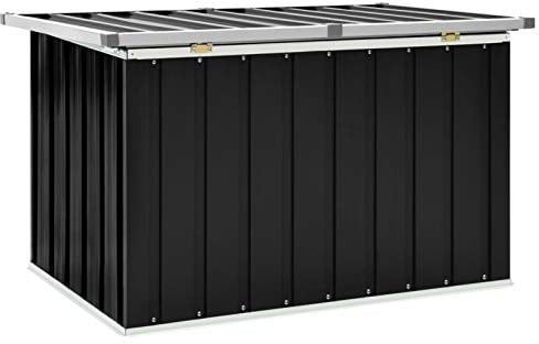 Tidyard Garten-Aufbewahrungsbox Gartenbox Auflagenbox aus Verzinkter Stahl,Aufbewahrungstruhe Werkzeugkasten Aufbewahrungskiste,zu öffnen und zu schließen mit Klappdeckel,Größenauswahl