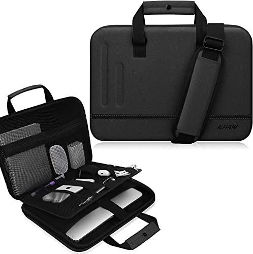 Alfheim 13-14/14.2 inch Hard Shell Laptop Case Sleeve with Shoulder Strap Waterproof Shockproof Protective Carrying Case for Laptop, Compatible with 13.3’’ 14.2’’ MacBook Pro A2442(Black)