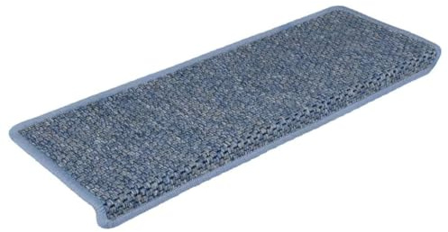 vidaXL Treppenmatten 15 STK., Stufenmatten Selbstklebend, Treppenteppich in Sisal-Optik, Treppenstufenmatte Treppenschutz, 65x21x4cm Blau