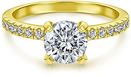 Funkelnder Damen Ring aus 925 Sterling Silber in Weiß mit Stein Solitärring I Brillant-Schliff mit Steinen Solitär Verlobungsring Ehering Trauring I Schmuck in Juweliersqualität (Gold 47)