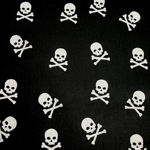 MAGAM-Stoffe Jack Baumwollstoff Popeline Halloween Piraten Skulls Meterware 50cm (Kleine Piraten Totenköpfe)