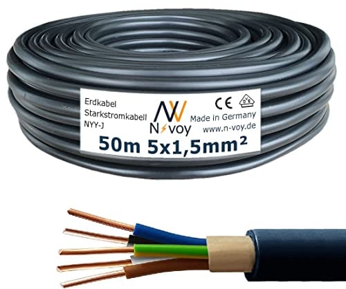 NYY-J 5x1,5 mm² 50m Erdkabel Starkstromkabel in Beton Erdreich nach DIN VDE 0276 M39