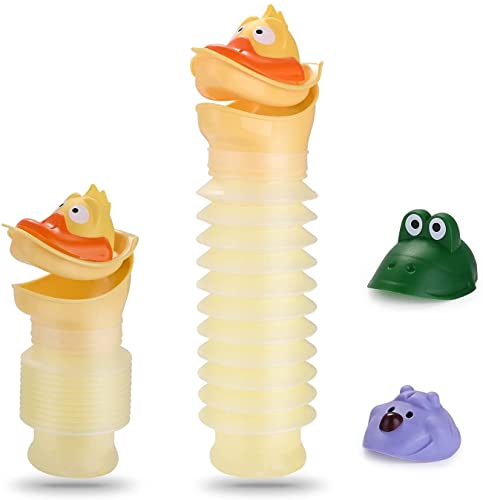 Voarge Vasino portatile per bambini, portatile Cartone Animato Bambini Unisex Vasino Viaggio Orinatoio Auto WC Pee, Giallo - 420ML