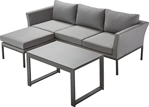 Primaster Lounge Set Arona Sitzgruppe Garten Möbel Alu Grau Stuhl Tisch Sofa