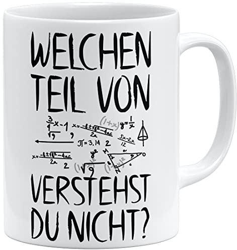 OM3® Welchen Teil von verstehst du nicht Tasse mit Spruch Mathe | Keramik Becher | 11oz 325ml | Beidseitig Bedruckt | Weiss