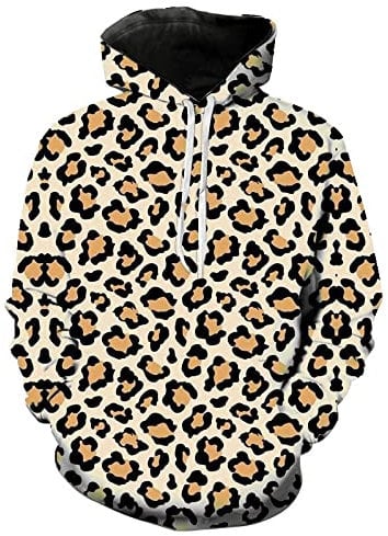 Sweat-Shirt Imprimé En 3D - Sweat À Capuche Imprimé , Motif Imprimé Léopard Multicolore Décontracté À Manches Longues Avec Poches À Capuche, Cordon De Serrage Réglable À La Mode Pour Homme Street S