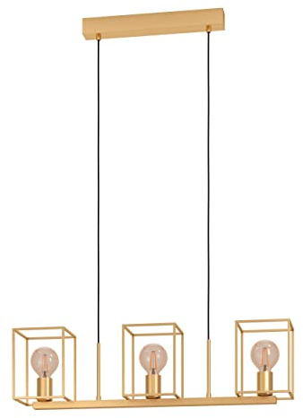 EGLO Hängelampe Cumiole, Esstisch Pendelleuchte 3-flammig, Elegante Esszimmerlampe aus Metall in Gold, Hängeleuchte mit E27 Fassung