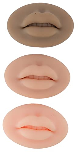 3 pcs Tatuaje Práctica Labios, Labios Falsos Silicona, 3D Silicona Microblading Piel PráCtica Suave Módulo Práctica Labios Fake Lips Realista Maquillaje CosméTico para Principiantes Entrenamiento
