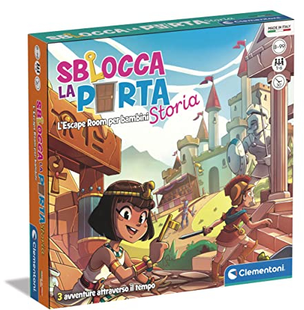 Clementoni - Entsperren Sie die Tür Geschichte Tisch Escape Room Kinder 8 Jahre alt, Gesellschaftsspiel, 1-6 Spieler-Made in Italy, italienische Farbe, 16775