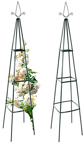 anaterra® Supporto per Piante Rampicanti - Set di 2, Stabile, Robusto, in Metallo - Graticolato ad Obelisco, Base, Piramide, Sostegno per Fiori, Edere, Decorazione da Giardino (Piramide rosa, 18mm)