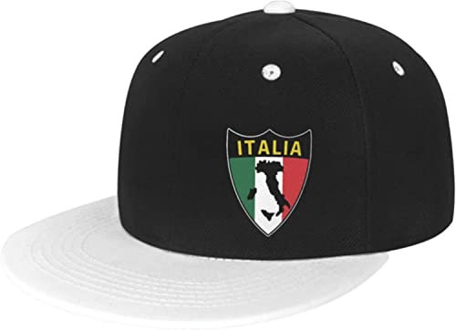 Italia-Flag-Shield-Love-Home-Italy- Baseball Cap Classic Snapback Hat Cap Hip Hop Style Flat Bill Verstellbar, Fotofarbe, One size