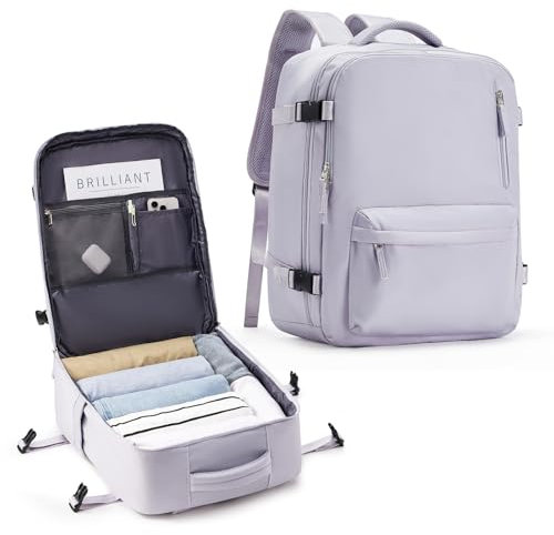 SZLX Zaino Ryanair Bagaglio a Mano 45x36x20 Easyjet Da Viaggio Donna Cabina Aereo Borsa Laptop Da Lavoro Uomo Impermeabile Per Università Travel Backpack Grigio Porpora