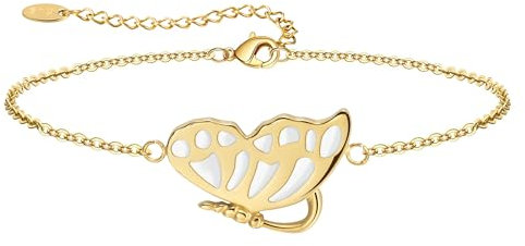 Joo&Rind Armreif Gold Armband Damen, Bambusknoten Armbänder Damen 18k Vergoldet Edelstahl Armband Damen Wickelarmband Damen, Geschenke für Frauen (Butterfly Bracelet)