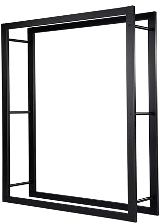 Loywe Kaminholzregal 170X25X140cm Kaminholzhalter Brennholzregal Feuerholzregal Kaminholzständer Brennholz Holzhalter aus Metall in Schwarz LW1089