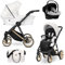 Kunert® IVENTO 3 in 1 Kinderwagen Kombikinderwagen komplettset I incl. Babywanne & Buggy Sportsitz & Auto-Babyschale mit Wickeltasche/Regenschutz +Fußsack I IVE 01 WHITE STYLE/GOLD FRAME
