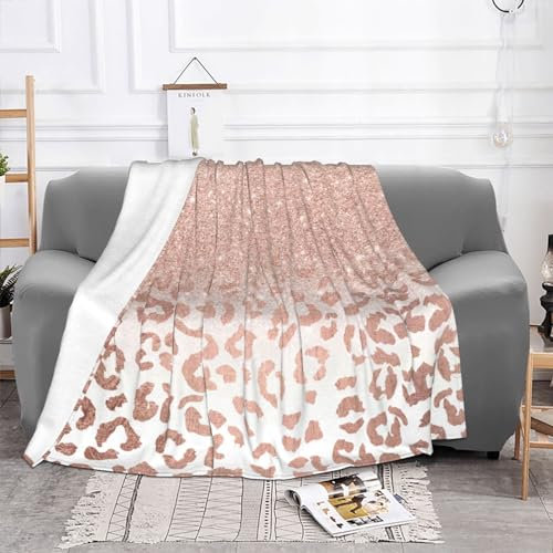 Rose Gold Glitter Fleece Throw Blanket - Microfiber Fleece Blankets For Sofa Bed Couch And Travel 50X40