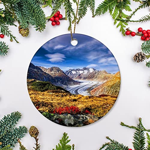Weihnachtsbaumschmuck 7.3cm, Aletschgletscher, Schweizer Natur, Berge, Alpen, Schweiz Weihnachtsanhänger Ideal Christbaumschmuck Anhänger Premium Weihnachtsschmuck Für Geschenke Party