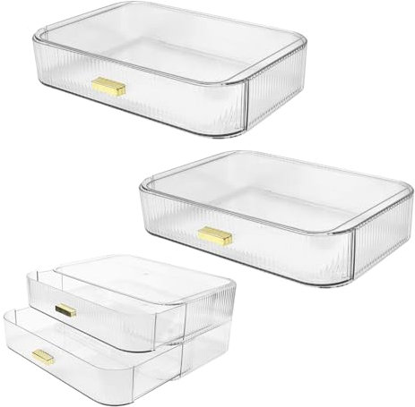ADERTOS 2 Porta Trucchi a Cassetti, Cassettiera Porta Trucchi Trasparente, Organizer per Cosmetici organizzatore Scatole per cassetti in plastica organizer per la toilette