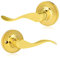XFORT Cabriole Passage Knob Set Polished Brass, Door Knob for Internal Wooden Doors, Complete Set with Tubular Latch
