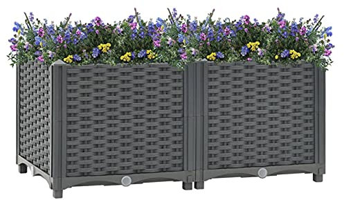 LAPOOH Hochbeet, Pflanzkübel, Kräuterbeet, Hochbeete-kit, Pflanztrog, Vertikalbeet, Pflanzgefäße, Pflanzencontainer, 80x40x38 cm Polypropylen