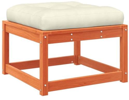 vidaXL Gartenhocker mit Kissen Wachsbraun Massivholz Kiefer