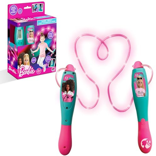 Barbie Bright LED Skipping Jump Rope | Jump Count & Shine | 2.1 Metre Light Up Rope | Digital Display| Sinco Creations, Pink