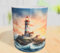 Leuchtturm Tasse 330ml mit Aquarell-Motiv – Sonnenaufgang am Meer – Maritimer Kaffeebecher für Küstenfans und Meerverliebte Sonne Meer Wellen Hoffnung Geschenk