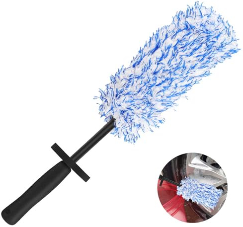 Funtery Mikrofaser Felgenbürste extra dünn,Lange Profi Auto Reinigung Felgenreinigungsbürste - Für eine schonende Reinigung bis tief ins Felgenbett - Felgenbürste Alufelgen,Auto Felgen Bürste
