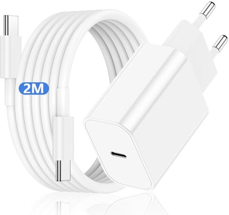 20W Caricatore per iPhone 15 con 2m Cavo USB C, Caricabatterie Type-C con Cavetto Carica Batteria per Apple iPhone 15/15 Pro Max/15 Pro/15 Plus/iPad Air/iPad Pro/Mini/12.9/11 inch/4/5th/6 Generation