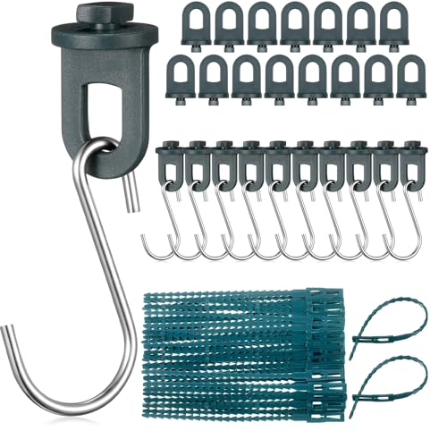 Namalu 25 Pcs Garden Greenhouse Clips and 10 Pcs S Shaped Hooks 50 Pcs Reusable Plant Ties, Greenhouse Accessories Greenhouse Shading Fixing Clips for Hanging Plants, Basket Pot, Fixing Wires