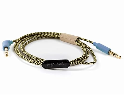 POGS-Safe-Kabel | 3,5 mm-Audiokabel Kopfhörer The Gecko & The Elephant | Lautstärkebegrenzung 85 dB, Safe-Technologie | Integriertes Mikrofon | 1 Meter-Anti-Tangle-Textilkabel (Blau)