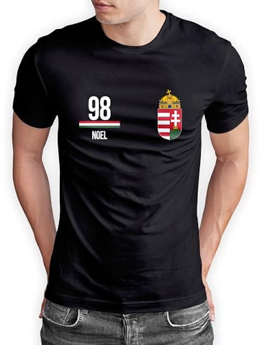 True Statements Ungarn T-Shirt „WM 2026“ Magyarország Trikot Fußball Shirt Herren Damen Unisex Weltmeisterschaft - personalisiert mit Zahl & Namen - Fanartikel Fan-Outfit, Schwarz, Gr. S