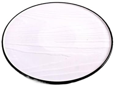 Assiettes Assiette à dîner ronde blanche à bord noir, assiette plate en grain de bois, assiette en céramique for restaurant occidental d'hôtel Assiette Lisse(12inch)