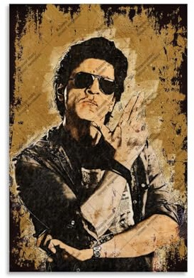 LAIRIBA Kunstdruck auf Leinwand, Motiv: indischer Schauspieler Shah Rukh Khan, Vintage-Kunst, Wohnzimmer, Promi-Poster, ungerahmt, 30 x 45 cm