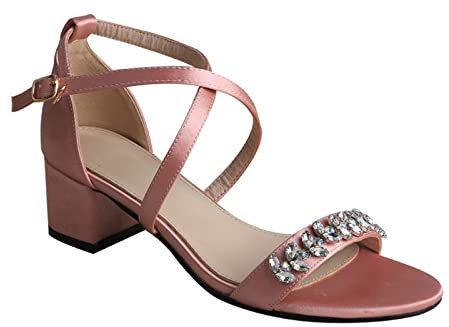 HJUGHPN Sandali da sposa con tacco grosso, scarpe colorate color cipria, tacchi e colori personalizzati (3,5 UK)