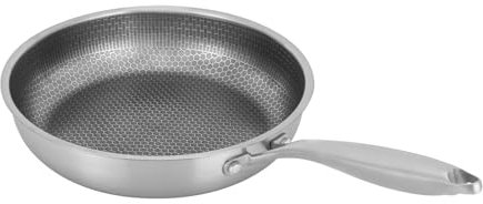 Qussse Bratpfanne 28cm, Induktion Pfanne Universalpfanne Edelstahl Wabenstruktur für Induktion Keramik und Gasherde