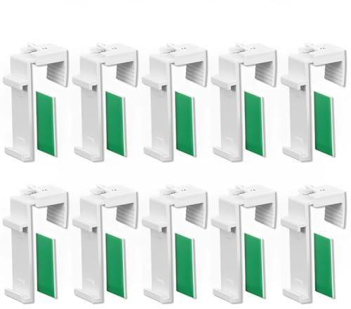 NOPKESV 10 Stück Klemmhalter lang für Kle*fix Doppelrollo Duo-Rollo zum Klemmen und Kleben ohne Bohren als Zubehör oder Ersatzteil für die Aufhängung am PVC-Fenster,Balkontür