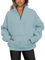 Jhsnjnr Damen Oversize Sweatshirt Pullover Fleece Sport Oberteile Langarm Herbst Stehkragen Warm Sweater Sweatjacke ohne Kapuze