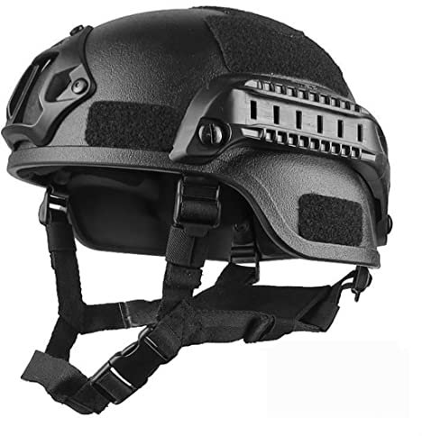 Taktischer Helm, schneller Helm gepolstert 22.05-23.62inch kostenlose Größe Airsoft Helm Universal Paintball Helm Einstellbarer Seitenschiene NVG Mount Protective Bump Helm für die Jagd schwarz