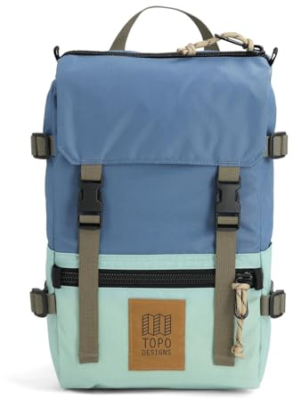 Topo Designs Rover Pack - Rucksack für EDC, Ausflüge, Wandern, Kult Design Denver, Fair Trade + Bluesign, Blau/Eschenstein grün, One Size, Rover Pack Mini