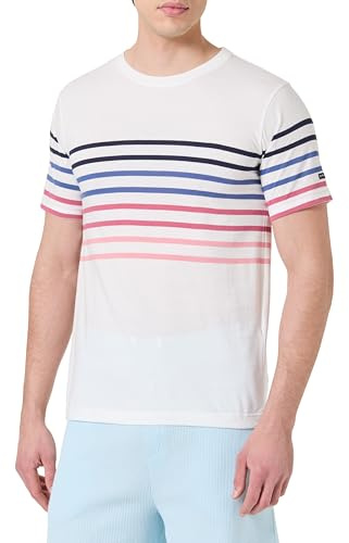 Armor Lux Kurzärmliges T-Shirt, gestreift, aus Leichter Baumwolle, Rundhalsausschnitt, Herren, Milk/Multicol E25, L