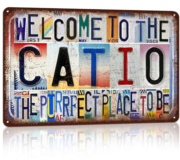 JBYMsign Vintage Wall Decor Welcome to The Catio Metal Sign Tin Signs Poster - the purrfect place to be