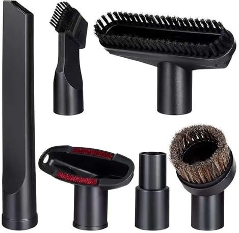 GilesEdward Vacuum Accessory Kit for Henry & Hetty – 6 pc Set with Horsehair Dusting Brush, PP Pet‑Hair Brush, Crevice/Flat Nozzle, 2‑in‑1 Tool & 35 mm‑to‑32 mm Adapter