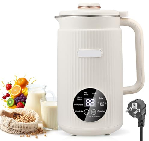 Máquina de leche de nueces 8 en 1, máquina de leche vegetal de 1200 ml con autolimpieza, función de mantenimiento en caliente y temporizador, máquina de leche de soja y leche de avena para leche de